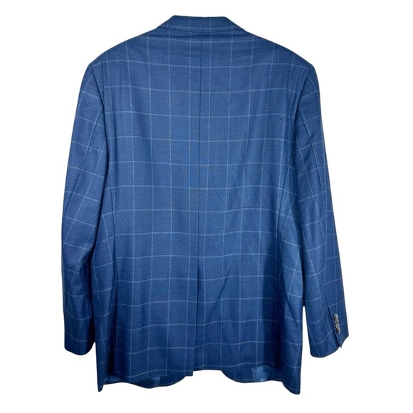 CREMIEUX Loro Piano 44L Blue Wool Windowpane 2 Button Sports Coat Jacket - Picture 4 of 9